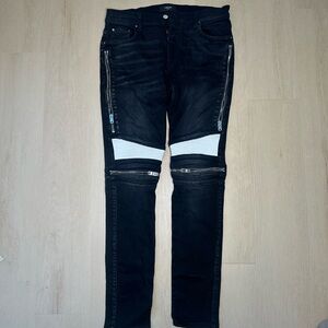 AMIRI Black Skinny Jeans with White Knee Panels